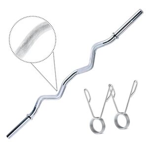 BULLAR Weight Lifting Rod, 4Ft Curl Rod, Chrome Plated Steel Gym Rod