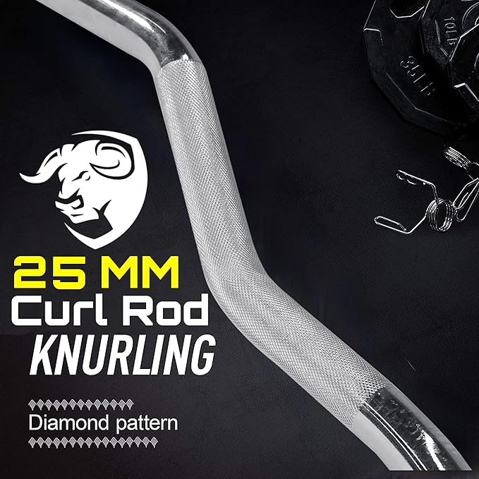 BULLAR Weight Lifting Rod, 4Ft Curl Rod, Chrome Plated Steel Gym Rod - Image 2