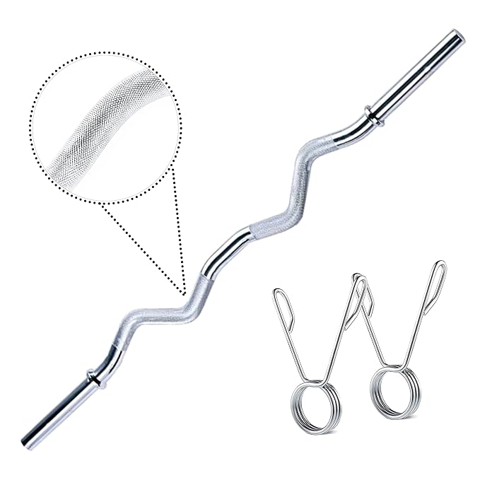 BULLAR Weight Lifting Rod, 4Ft Curl Rod, Chrome Plated Steel Gym Rod